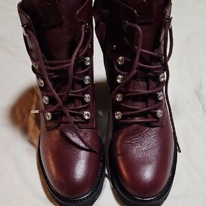 Women's Burgundy Lace-Up Boots